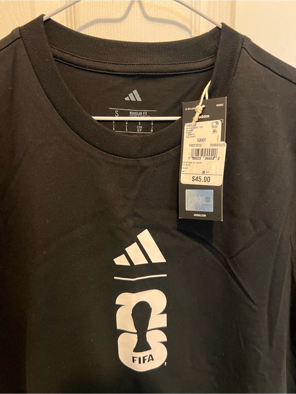 adidas Black Tee with White FIFA Trophy Logo